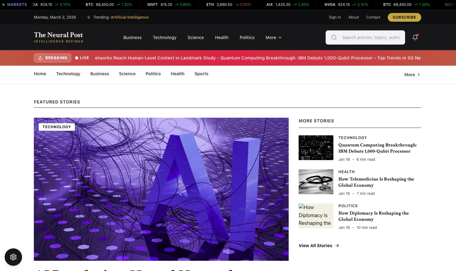 The Neural Post website screenshot