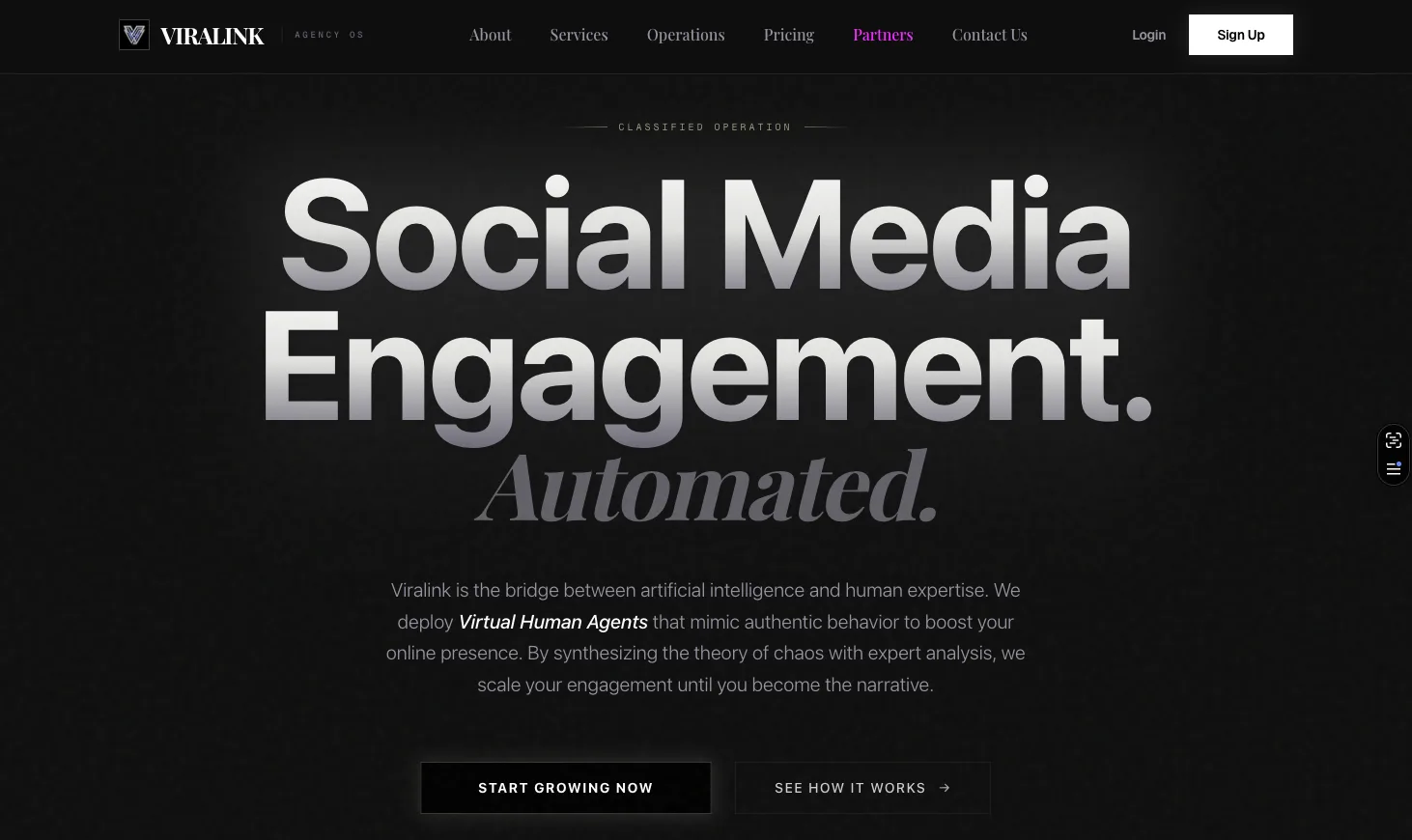 Viralink website screenshot