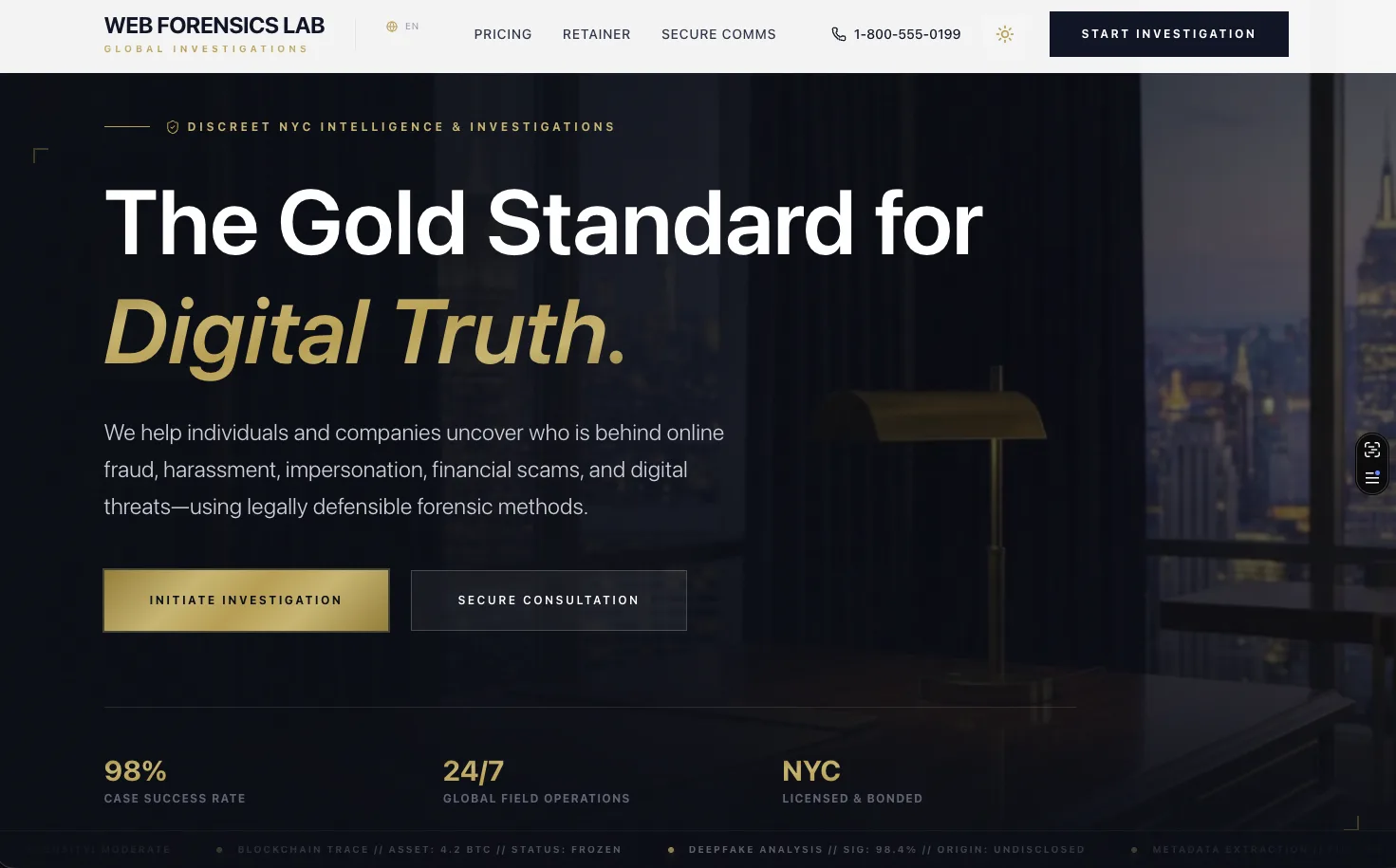 WebForensicsLab website screenshot